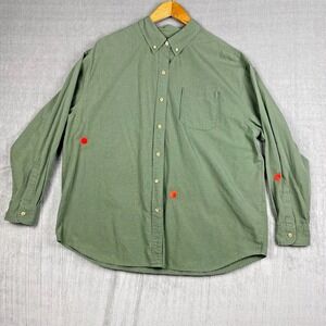 Vtg‎ Woolrich Button Down Womens XL 100% Cotton Green Grid Print Classic